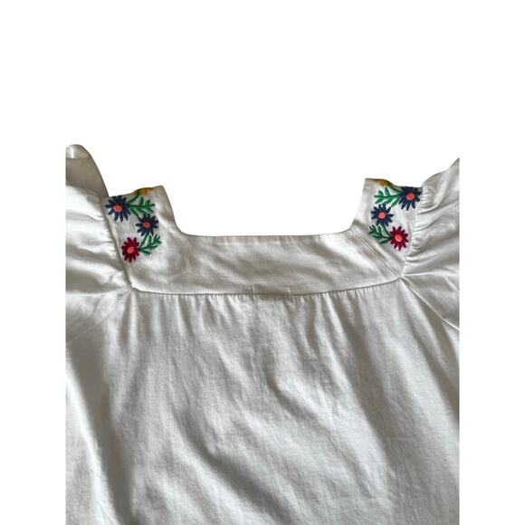 J.Crew Crew Cuts Girls Top Embroidered Square Neck Flutter Sleeves Size 8 - Picture 5 of 7